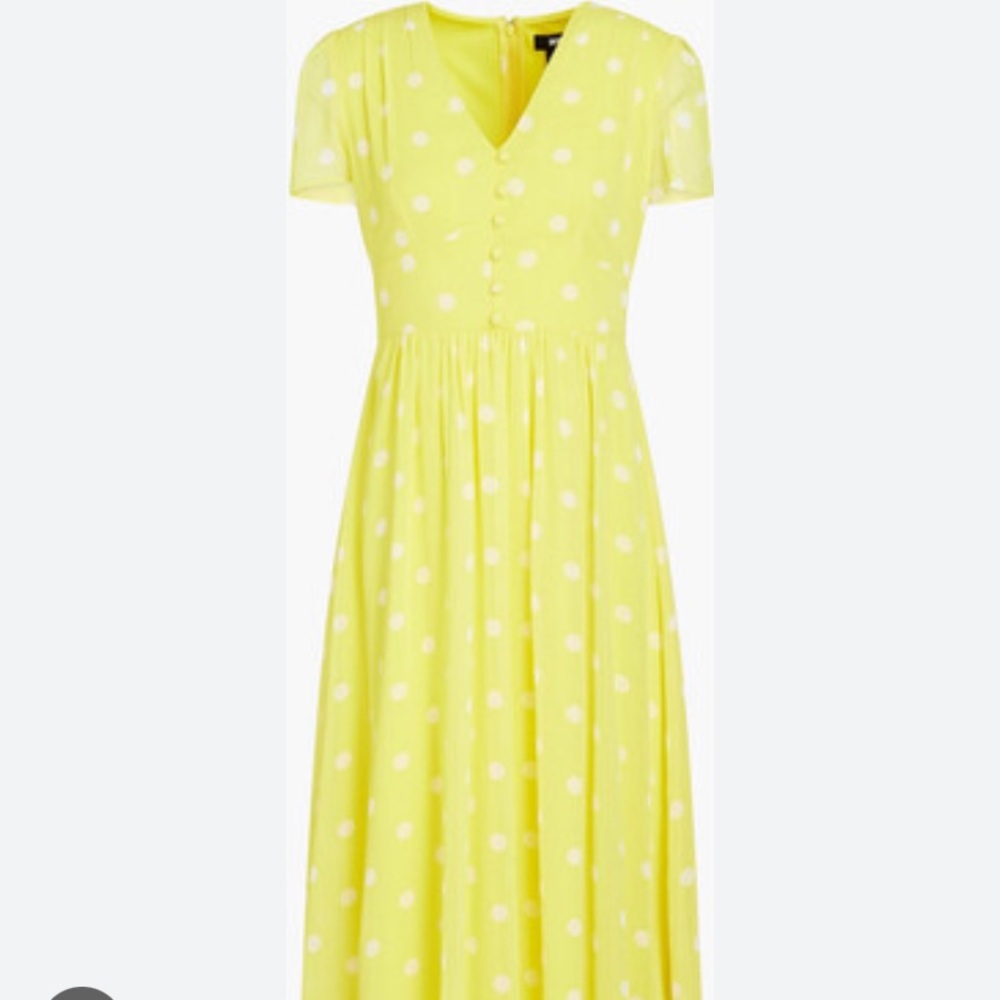 DKNY yellow dress w/white polka dots